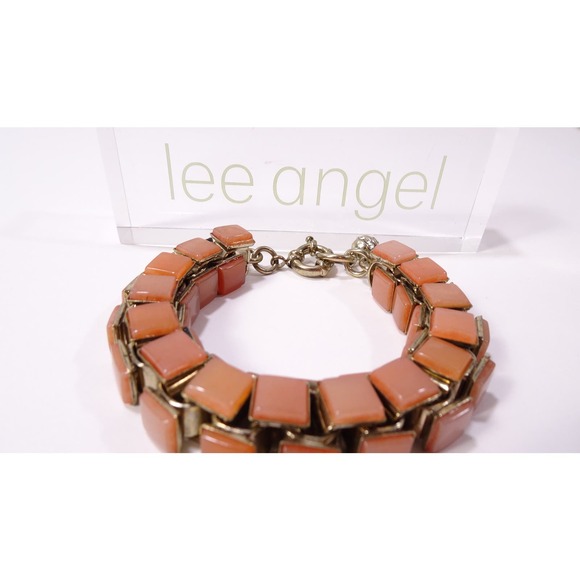 Neiman Marcus Women's Chunky Tile Box Link Bracelet Carmel NWT 240 - Picture 5 of 7